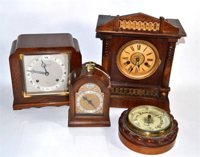 Lot 342 - A walnut veneered striking mantel clock, signed Elliot, retailed by Barrard & Co. Ltd London;...