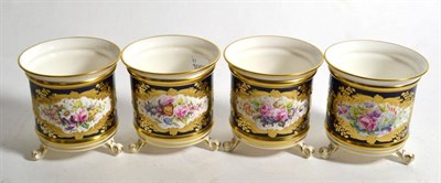 Lot 351 - Four posie Lynton porcelain vases with gilt and floral decorated scenes signed S D Nowacki