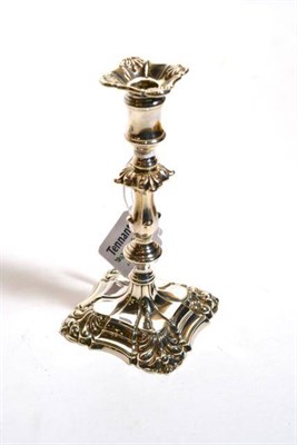 Lot 365 - An early Victorian silver taper stick, Walter Knowles & Co, Sheffield 1840, knopped stem on...