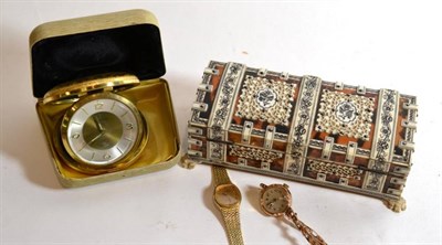 Lot 368 - A tortoiseshell, bone and ivory box; two wristwatches etc