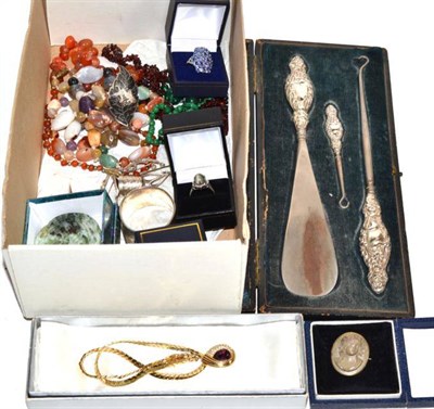 Lot 369 - A quantity of costume jewellery including a Christian Dior necklace, a lava cameo etc