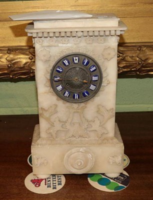 Lot 380 - A French alabaster striking mantel clock, circa 1890