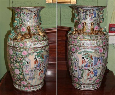 Lot 381 - Two large modern famille rose vases