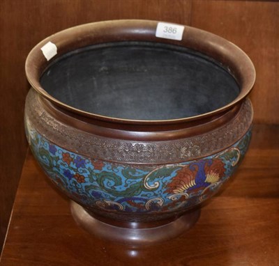 Lot 386 - An Oriental Meiji period cloisonne planter