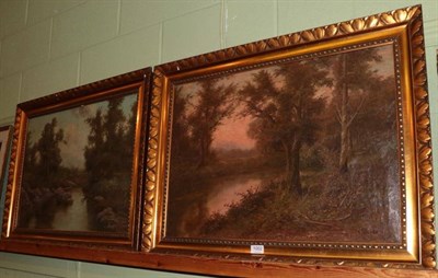 Lot 1002 - Francesco Capuano (1854-1908) River landscape  Signed, oil on canvas, together with another by...