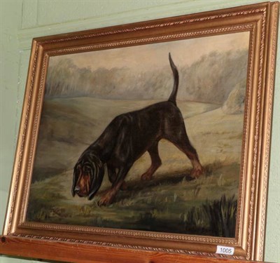 Lot 1005 - Evelyn Barnsley (20th century) Portrait of Jailer the Bloodhound, signed, oil on canvas