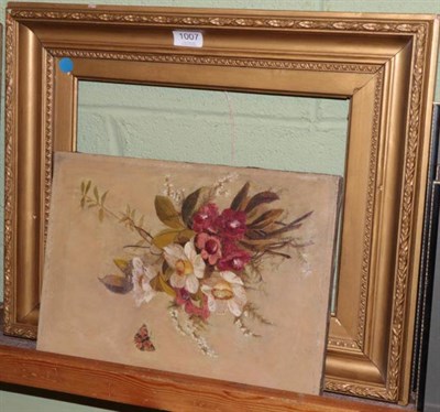 Lot 1007 - L Shepherdson (19th Century) Still life of flowers and a butterfly, oil on canvas, signed to...