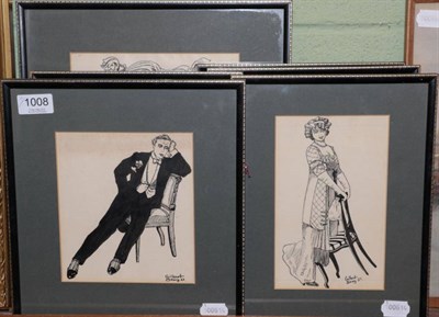 Lot 1008 - Gilbert Seng (20th century) a group of pen and wash character studies, all signed and dated between