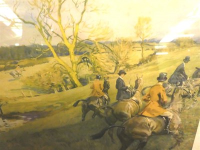 Lot 1018 - After Lionel Edwards, hunting scene, signed print; together with three prints after George...