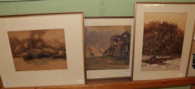 Lot 1041 - George Graham, Pont de Lourne, signed and dated 1911, watercolour; together with a signed...