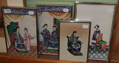Lot 1042 - Four framed Chinese pith paper drawings
