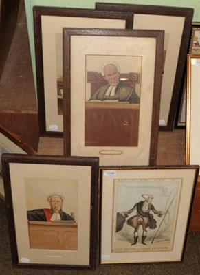 Lot 1046 - Four oak framed Vanity Fair prints, legal personalities and another framed caricature (5)