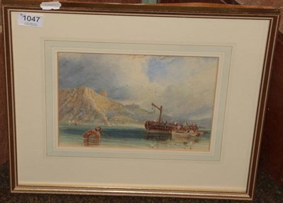 Lot 1047 - Henry Barlow Carter (1804-1868), Boats Moored off the Coast, initialled, watercolour 18cm by...