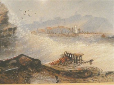 Lot 1048 - Atrributed to Henry Barlow Carter (1804-1868), Coastal Scene, indistinctly signed, watercolour with