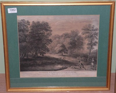 Lot 1062 - After David Teniers, duck shooting, engraving, 30cm by 35.5cm