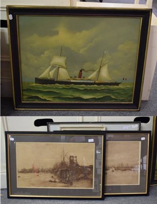Lot 1086 - After W. Lionel Wyllie, a pair of shipping scenes; photogravures by the Autotype company; a...