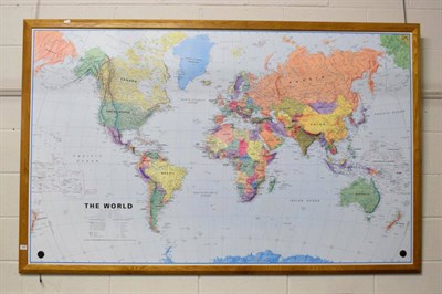 Lot 1096 - A school room light up map of the world, printed in Sweden, by Cartorama, Nordica, framed