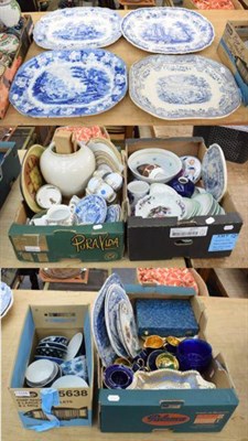 Lot 1116 - A quantity of 19th Century and later mostly English ceramics including blue and white platters,...