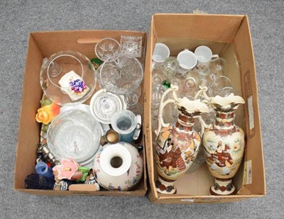 Lot 1129 - A miscellaneous group including glass, satsuma ewers, Whitefriars vase, paperweights etc