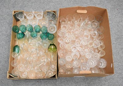Lot 1130 - Two boxes of various drinking glasses including Brierley (qty)