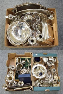 Lot 1138 - A large quantity of silver plated wares including candelabra, salvers, tea wares, entree...