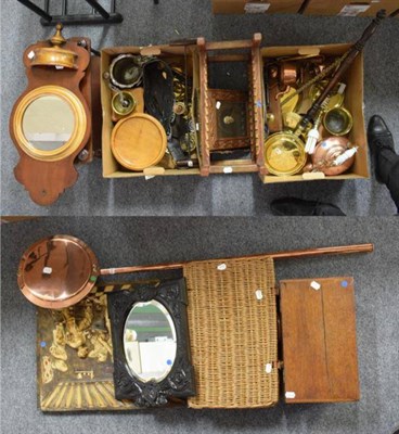 Lot 1152 - Miscellaneous copper, brass and bronze items, together with a reproduction relief moulded plaque, a