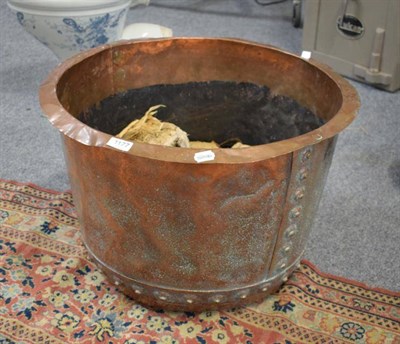 Lot 1177 - A large 19th century studded copper log bin, 60cm dia