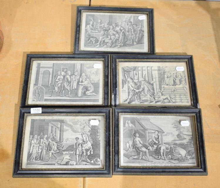 Lot 1186 - Five c. 17th century engravings, one signed Sturt in the plate, on the story of the Prodigal...