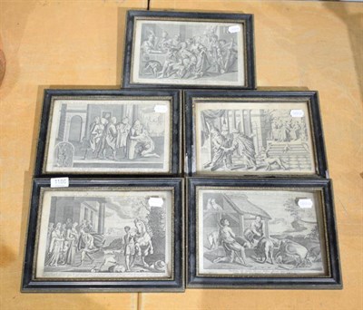 Lot 1186 - Five c. 17th century engravings, one signed Sturt in the plate, on the story of the Prodigal...