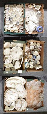 Lot 1195 - Six boxes of decorative household ceramics and glass including Grafton dinner wares,...