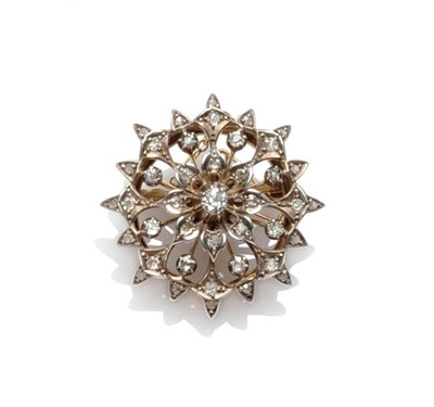 Lot 428 - A Victorian Diamond Star Brooch, set with old brilliant cut, single-cut and rose cut diamonds,...