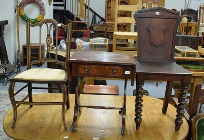 Lot 1284 - A child's chair; a hall chair; and a small drop leaf table