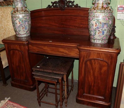 Lot 1308 - A Victorian mahogany pedestal sideboard with shell carved surmount
