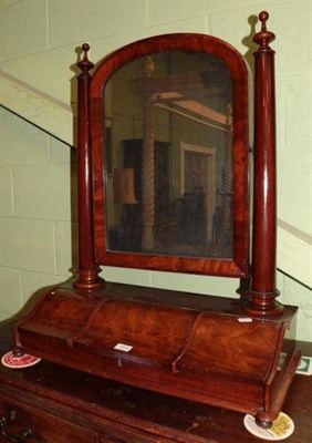 Lot 1316 - Victorian mahogany toilet mirror, the base with three hinged compartments, 68cm by 32cm, 85cm high