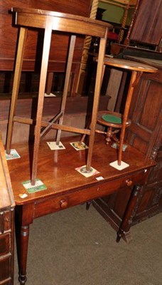 Lot 1345 - A 19th century side table with ring turned legs, together with two later occasional tables (3)