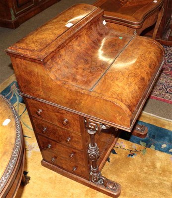 Lot 1357 - A Victorian burr walnut davenportÂ