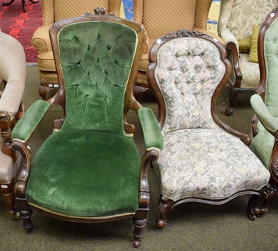 Lot 1409 - A Victorian mahogany button back chair