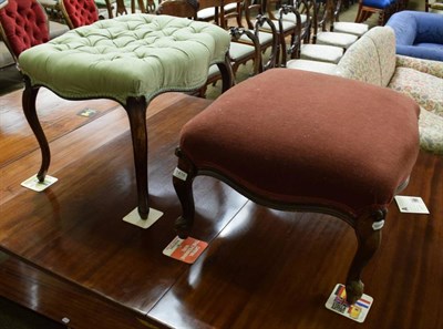 Lot 1416 - Two 19th century mahogany framed footstools