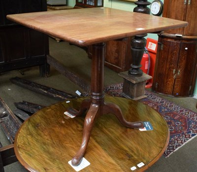 Lot 1443 - A George III tripod table with gun barrel supports and a Karabagh runner (2)