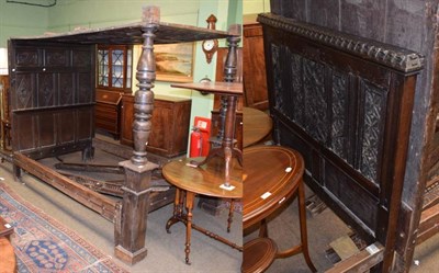 Lot 1445 - A carved oak bed composed of 17th century elements, together with a further carved oak bedstead...