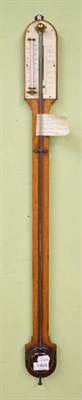 Lot 1464 - An oak stick barometer, the single vernier dial signed Horne & Thornthwaite, Newgate Street,...