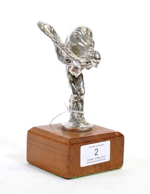 Lot 2 - A 1950's Chrome Car Mascot, as the Spirit of Ecstasy for a Silver Dawn Silver Wraith, mounted...