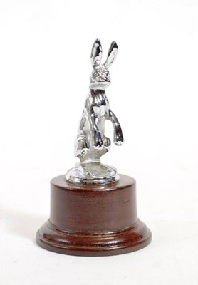Lot 8 - A 1920/30 Alvis Chrome Car Mascot, as a Hare standing on its rear legs, with circular base...