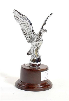 Lot 9 - A Riley Chrome Car Mascot, circa 1933/34, as a Kestrel with wings outstretched standing on a...