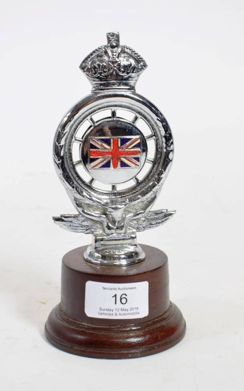 Lot 16 - A Chromed RAC Club of South Africa Car Mascot, the front with an enamelled Union Jack flag, mounted