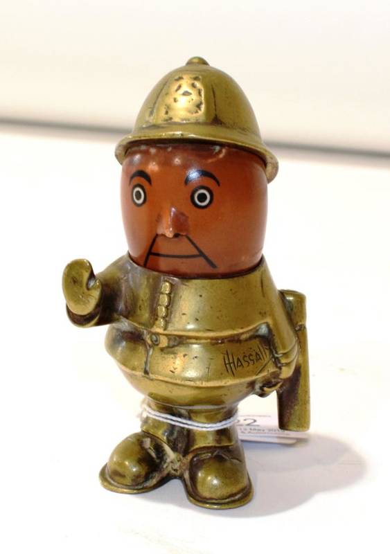 Lot 22 - A Rare Accessory Mascot by John Hassall, as Robert the Comical Policeman, the natural brass...