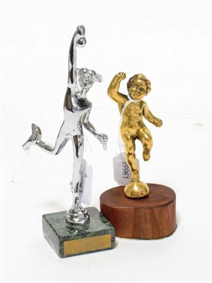 Lot 31 - A Car Chrome Accessory Mascot, as Mercury the winged messenger, 18cm high, on a marble base bearing