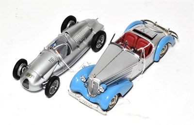 Lot 56 - CMC Auto Union Typ D (1938-1939) 1:18 scale model together with Audi Front 225 Roadster (1935)...