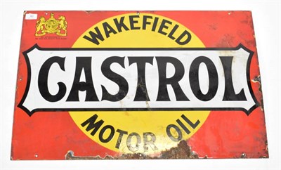 Lot 82 - A Single-Sided Enamel Advertising Sign, CASTROL WAKEFIELD MOTOR OIL BY APPOINTMENT TO HIS...