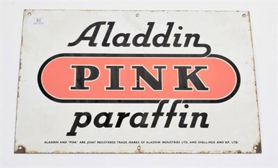 Lot 83 - A Single-Sided Enamel Advertising Sign, ALADDIN PINK PARAFIN Aladdin and Pink are joint...